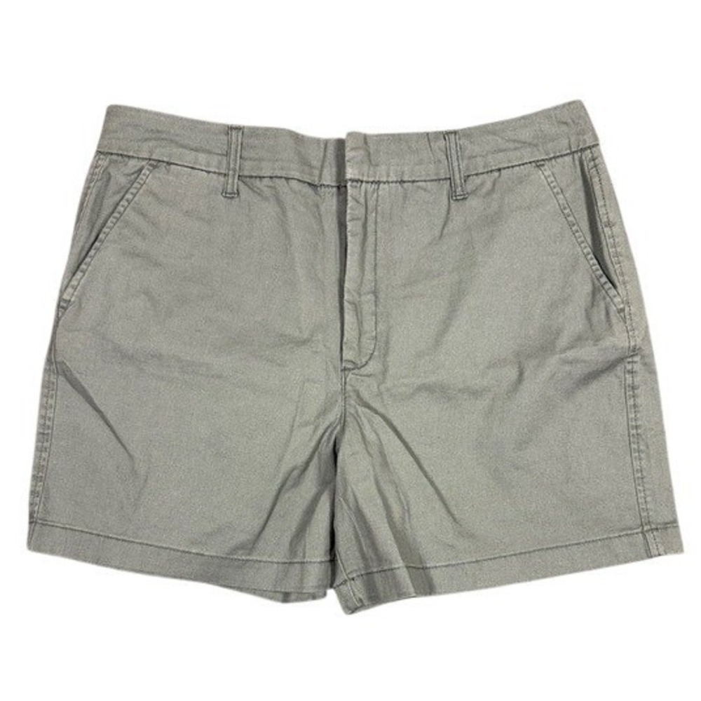 Gloria Vanderbilt Women Green Mid Rise Stretch Twill Chino Shorts Size 14 5 Inch